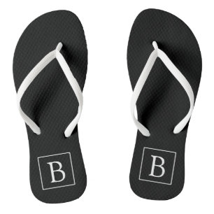 Tongs Monogramme classique simple   Texte noir et blanc