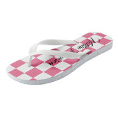 Tongs Monogramme damier rose et blanc pour elle (Incliné)