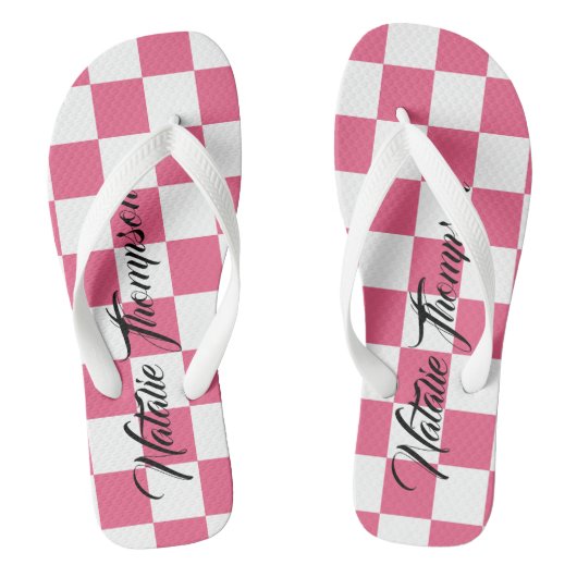 Tongs Monogramme damier rose et blanc pour elle (Semelle)