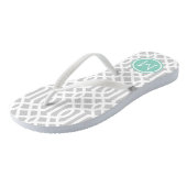 Tongs Monogramme de gris et d'Aqua Trellis (Incliné)