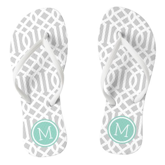 Tongs Monogramme de gris et d'Aqua Trellis (Semelle)