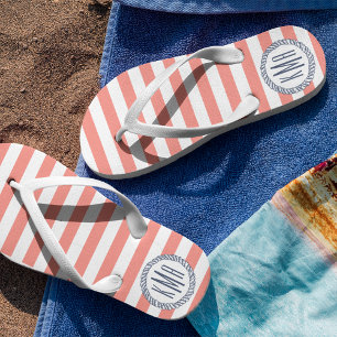 Tongs Monogramme de la bande marine et du corail