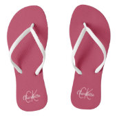 Tongs monogramme de nom magenta (Semelle)