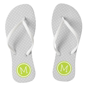 Tongs Monogramme de points minuscules gris et verts