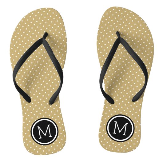 Tongs Monogramme de points minuscules or et noir (Semelle)