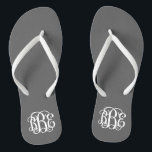 Tongs Monogramme de script de préppy gris charbon<br><div class="desc">VEUILLEZ ME CONTACTER AVANT DE COMMANDER AVEC VOS INITIALES MONOGRAMMES DANS CET ORDRE : PREMIER, DERNIER, MOYEN. Je customiserai votre monogramme et vous enverrai par courriel le lien vers la commande. Veuillez attendre d'acheter jusqu'à ce que je vous ai envoyé le lien avec votre design customisé. Mélange sandales à flip...</div>