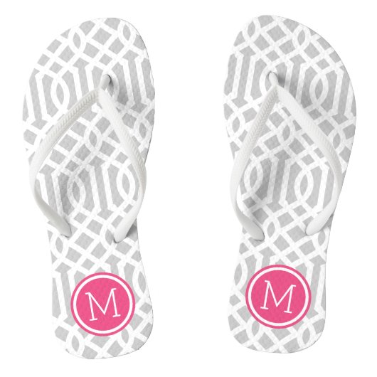 Tongs Monogramme de Trellis gris et rose (Semelle)