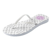 Tongs Monogramme de Trellis gris et violet (Incliné)