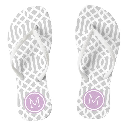 Tongs Monogramme de Trellis gris et violet (Semelle)
