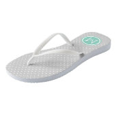 Tongs Monogramme des minuscules points gris et aqua (Incliné)