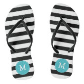 Tongs Monogramme des rayures noires et aqua (Semelle)