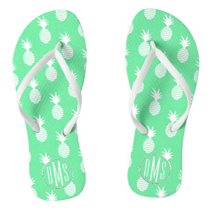 Tongs Monogramme du motif de menthe d'ananas
