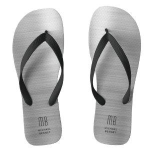 Tongs Monogramme Élégant Gris