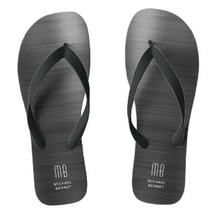 Tongs Monogramme Élégant Noir