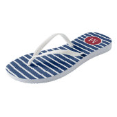 Tongs Monogramme en bande rouge blanche et bleue (Incliné)