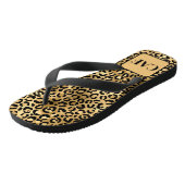 Tongs Monogramme Initial Noir Or Imprimé Léopard Guépard (Incliné)