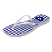 Tongs Monogramme Moderne Bleu à Carreaux (Incliné)
