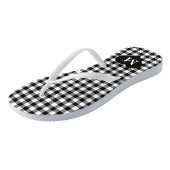 Tongs Monogramme moderne Chèques Noir et Blanc (Incliné)