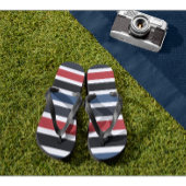 Tongs Monogramme moderne rayé noir blanc bleu rouge