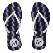Tongs Monogramme Moderne Rayures Bleu Foncé Noir (Semelle)