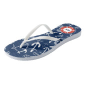 Tongs Monogramme nautique Ancre bleu marine Motif (Incliné)