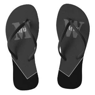 Tongs Monogramme noir gris artistique moderne