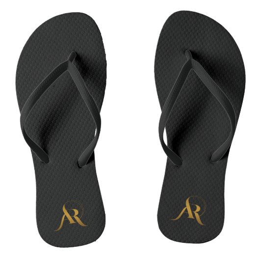 Tongs Monogramme or AR Logo Flops Arrière - plans noirs (Semelle)