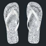 Tongs Monogramme Parties scintillant en argent Bridesmai<br><div class="desc">Un cadeau amusant pour vos demoiselles d'honneur et votre servante d'honneur. Quand ses pieds seront fatigués à la fin de la nuit,  elle en voudra ! Personnalisez-les !</div>