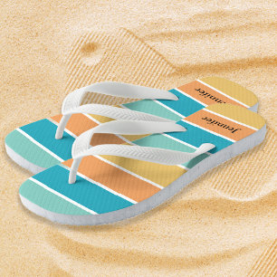 Tongs Monogramme personnalisé aux rayures tropicales