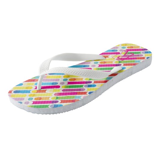 Tongs Monogramme Rainbow Diagonal Lines Motif Pop Art (Incliné)