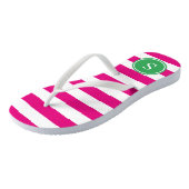 Tongs Monogramme rayé dans le rose et le vert (Incliné)
