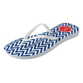 Tongs Monogramme rouge blanc et bleu Chevron (Incliné)