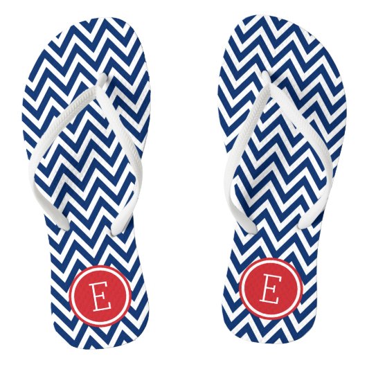 Tongs Monogramme rouge blanc et bleu Chevron (Semelle)