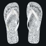 Tongs Monogramme Silver Glam Parties scintillant Mère de<br><div class="desc">Un cadeau amusant pour la mère de la mariée et du marié. Quand ses pieds seront fatigués à la fin de la nuit,  elle en voudra ! Personnalisez-les !</div>