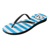 Tongs Monogramme simple avec bande horizontale bleue (Incliné)