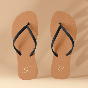 Tongs Monogramme simple en terre cuite élégant et modern