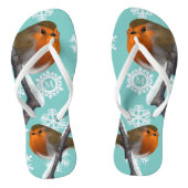 Tongs Monogramme Snowflake Robin Bird Noël en juillet (Semelle)