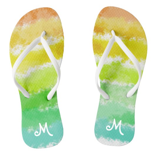Tongs monogrammées à rayures tropicales (Semelle)