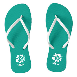 Tongs Monographie de fleur de plage hawaïenne mariage to