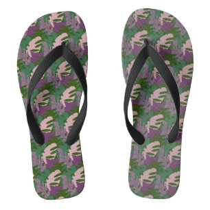 Tongs Monstera feuille thématique violet vert