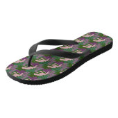 Tongs Monstera feuille thématique violet vert (Incliné)
