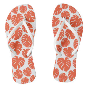 Tongs Monstera - Orange et blanc
