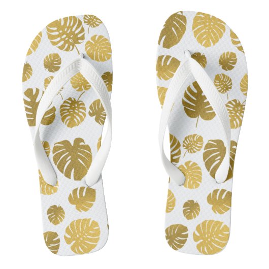 Tongs Monstère d'or moderne Feuille Tropical Motif (Semelle)