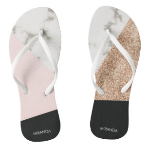 Tongs Mosaïque de Rose de Parties scintillant de marbre