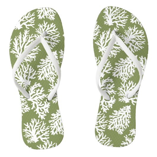 Tongs Moss Green Modern White Beach Corail Reefs (Semelle)