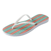 Tongs Motif à cinq bandes vert et blanc avec corail (Incliné)