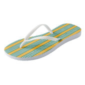 Tongs Motif à cinq bandes vert et blanc avec jaune (Incliné)