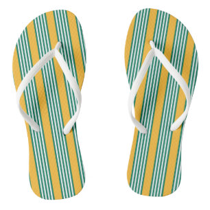 Tongs Motif à cinq bandes vert et blanc avec jaune