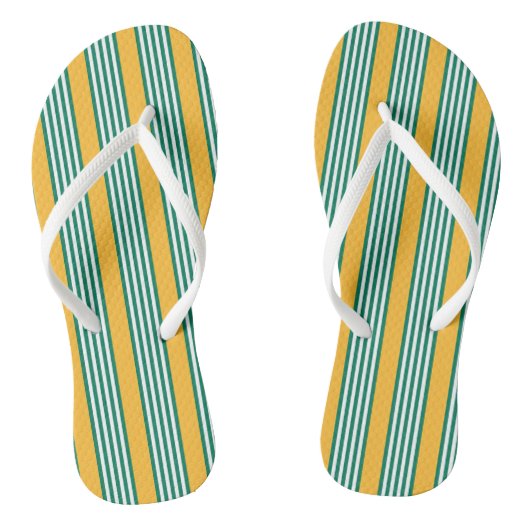 Tongs Motif à cinq bandes vert et blanc avec jaune (Semelle)