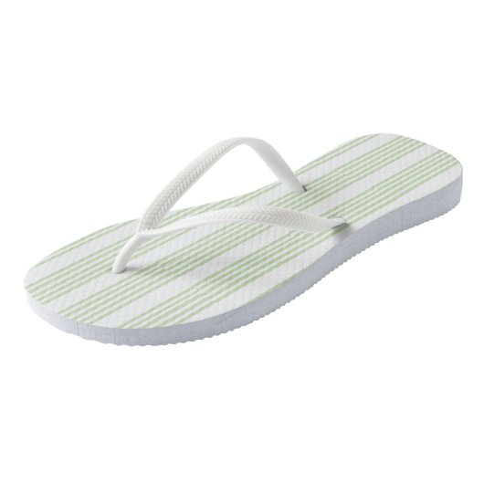Tongs Motif à cinq rayures vert pâle et blanc (Incliné)